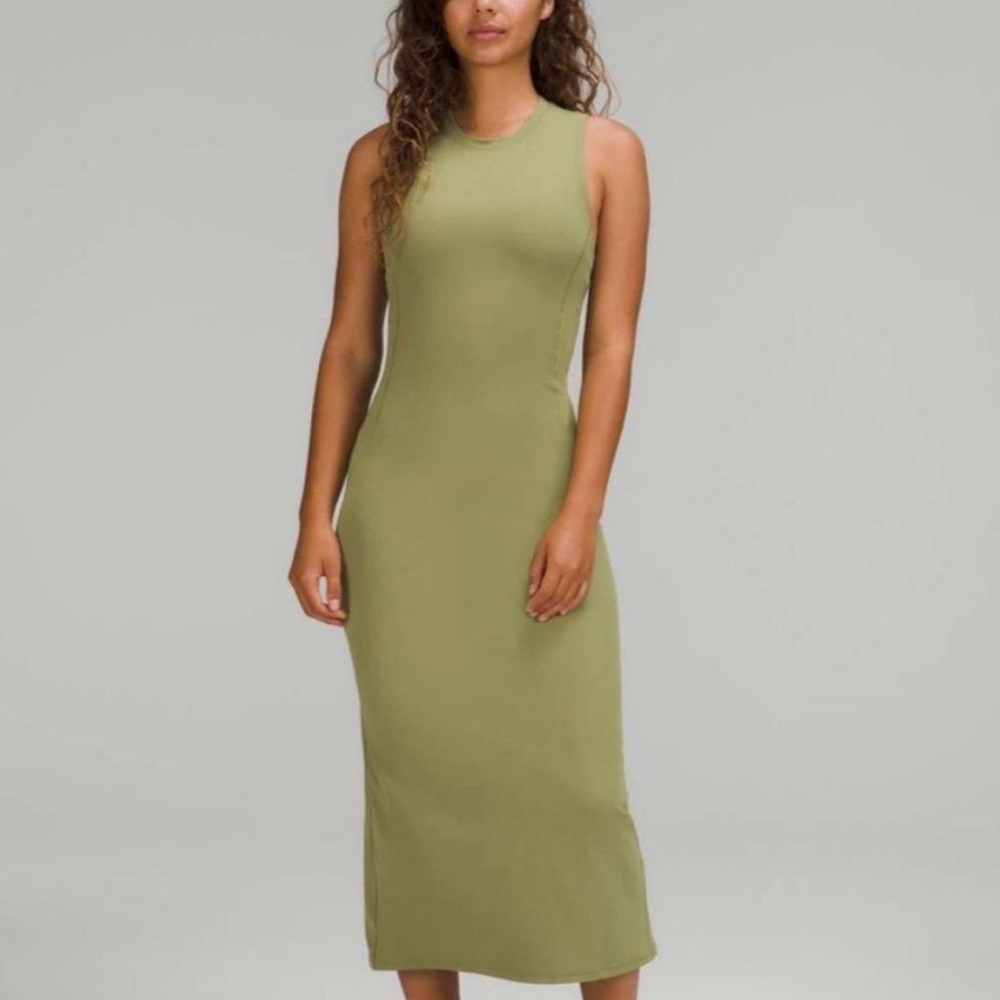 lululemon athletica Avocado Olive Green Sleeveless Midi Dress